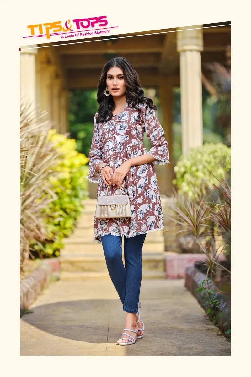 Looks Vol 7 By Tips And Tops Printed Rayon Ladies Top Exporters In India